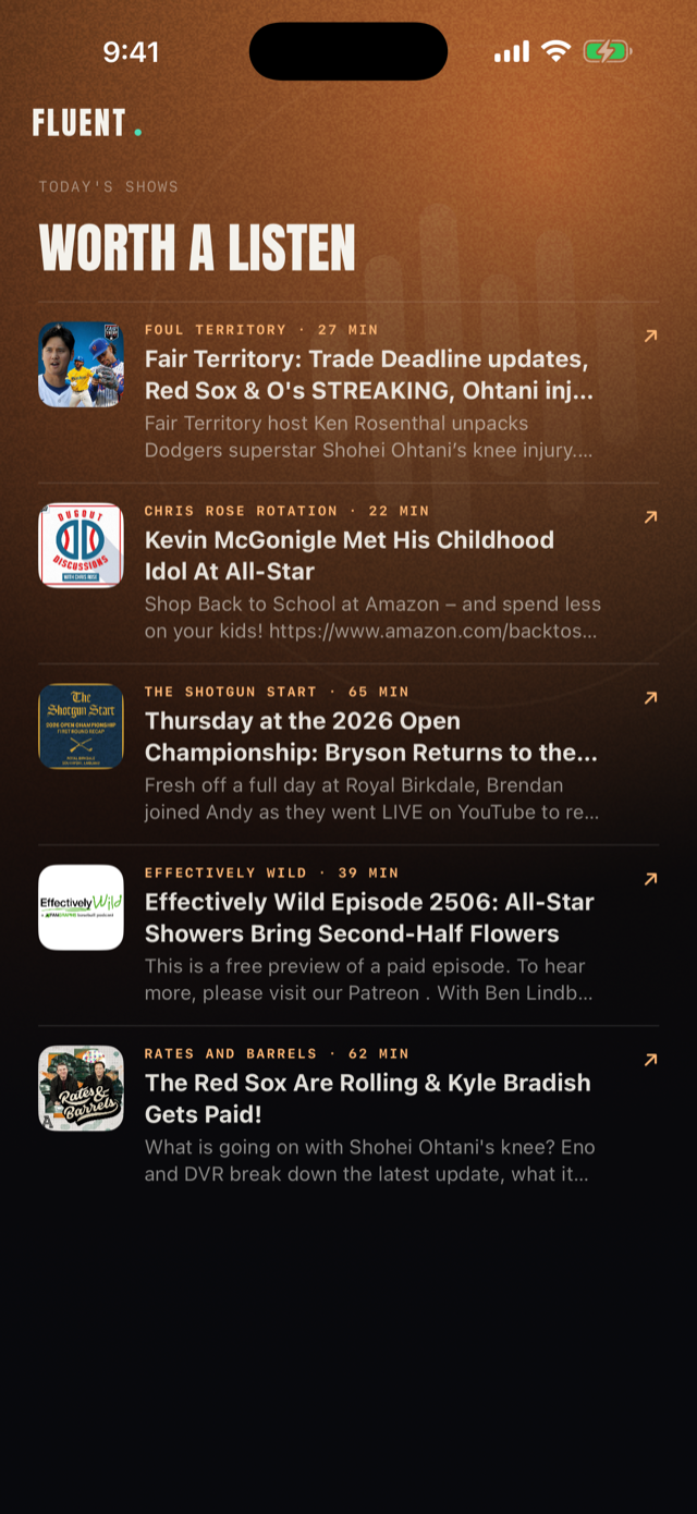 Fluent podcast shelf